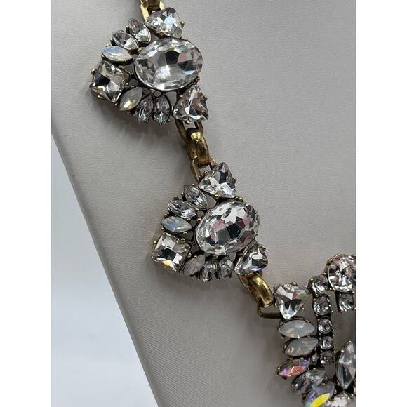 J. Crew Art Deco Rhinestone Clear, AB and Opal Colored Statement Necklace - Picture 7 of 16